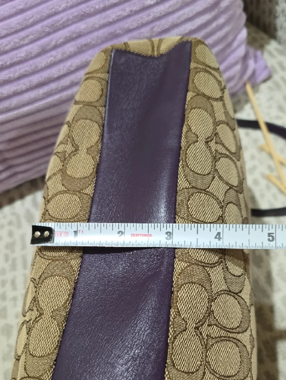 Coach Kelsey Brown Signature Satchel with Purple Leather Accents - Picture 15 of 15